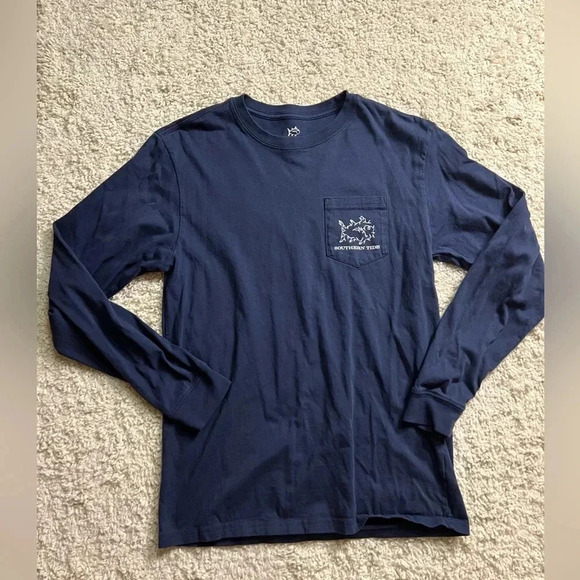 Size Small Southern Tide Navy Long Sleeve Christmas Shirt - Picture 2 of 5